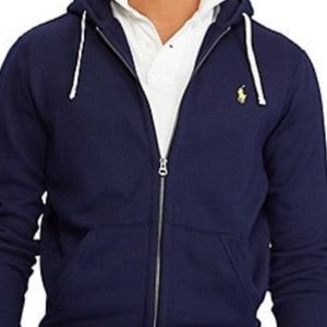 Polo Ralph Lauren Mens Hoodie Sz M Blue Full Zip Sweatshirt Thermal